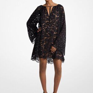 Michael Kors Women Studded Corded Floral Lace V-Neck Dress